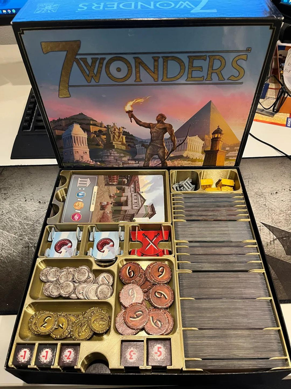 7 Wonders (Second Edition) Insert / Organizer - Fits Edifice, Leaders, Cities, and Armada in Base Box