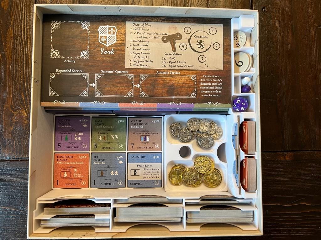 Obsession Insert / Organizer - Holds 2nd Ed. Base Game, Wessex, Upstairs Downstairs, and Useful Box