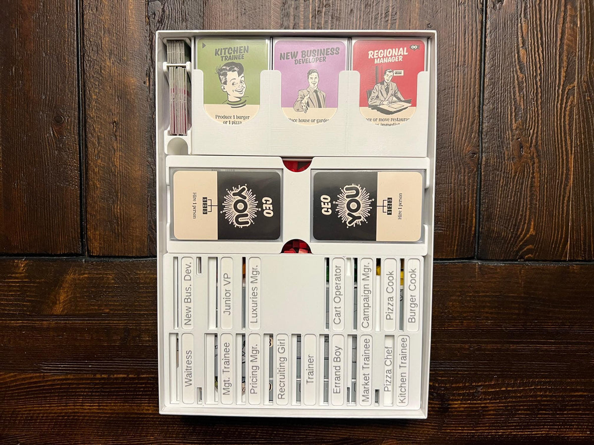 Food Chain Magnate Insert / Organizer - Incl. Employee Display & Supports Larger BGG Dry Erase Boards