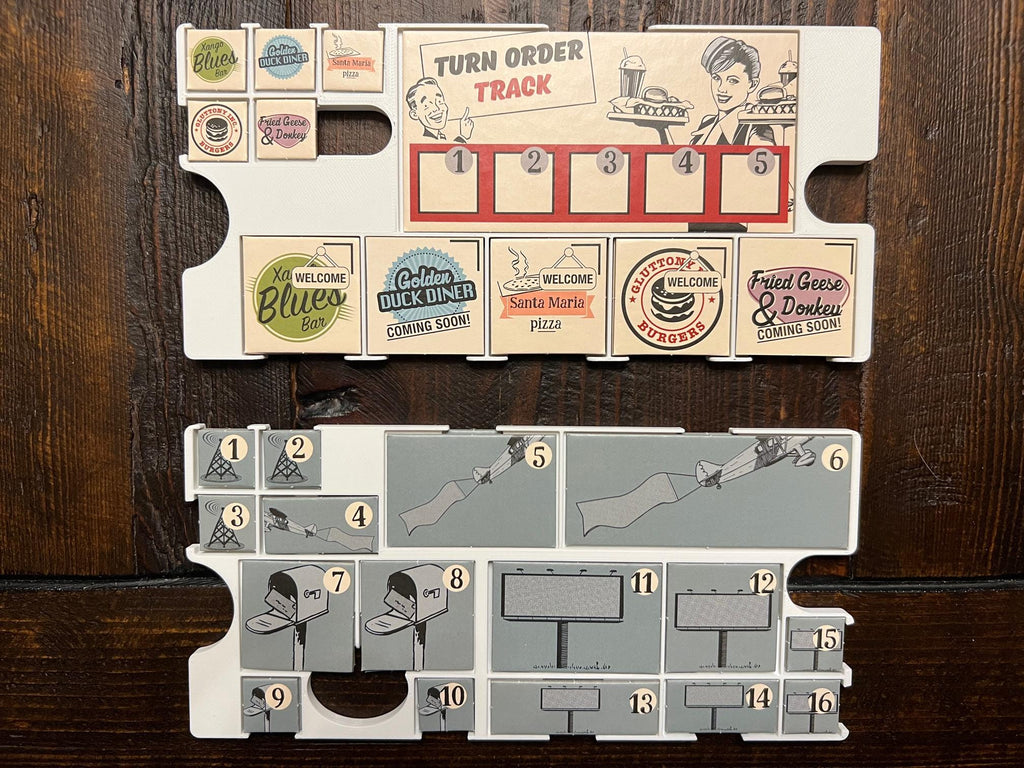 Food Chain Magnate Insert / Organizer - Incl. Employee Display & Supports Larger BGG Dry Erase Boards