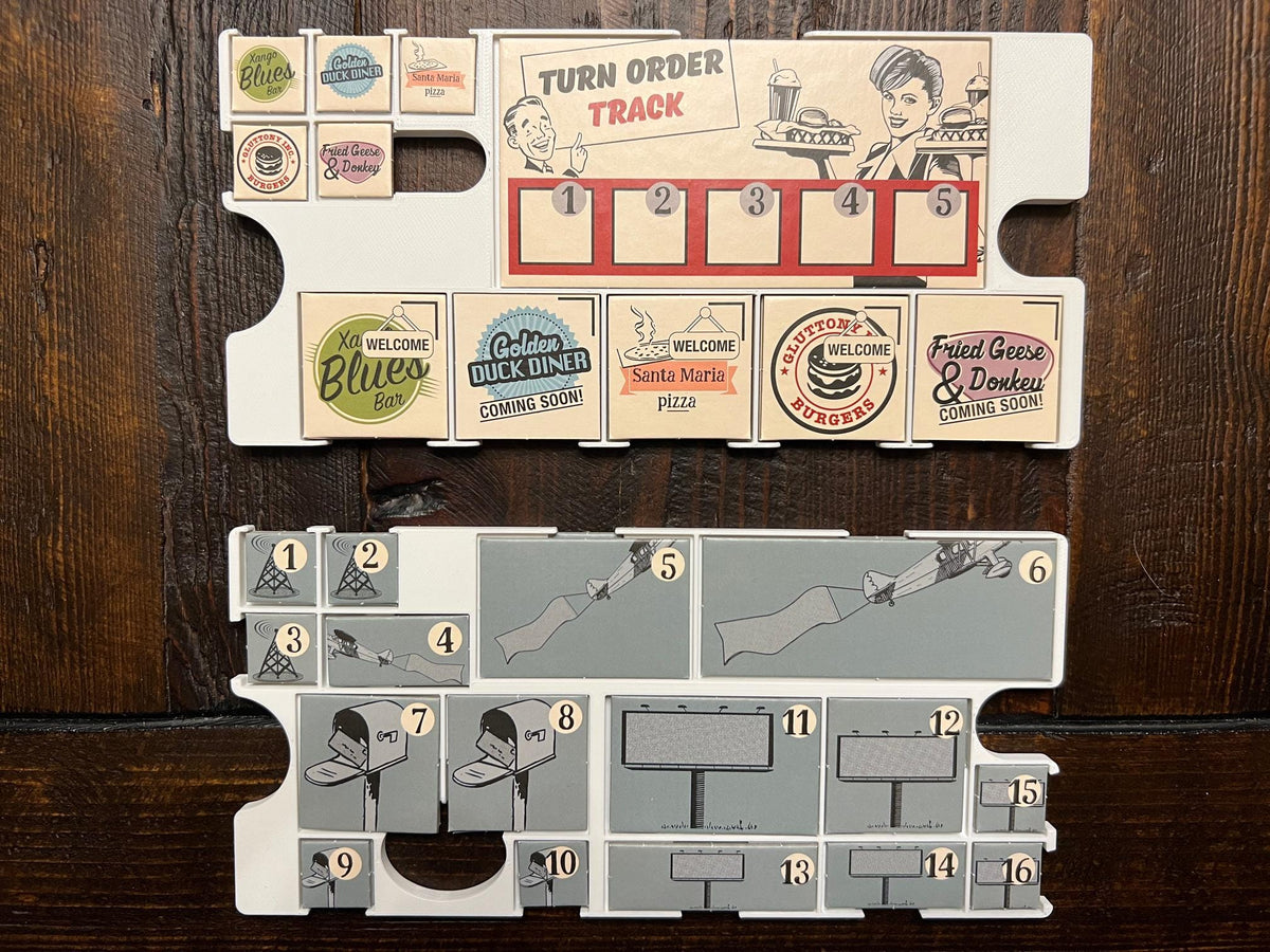 Food Chain Magnate Insert / Organizer - Incl. Employee Display & Supports Larger BGG Dry Erase Boards