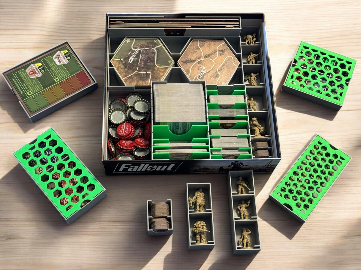 Fallout Board Game (FFG) + New California and Atomic Bonds expansions Insert Organizer