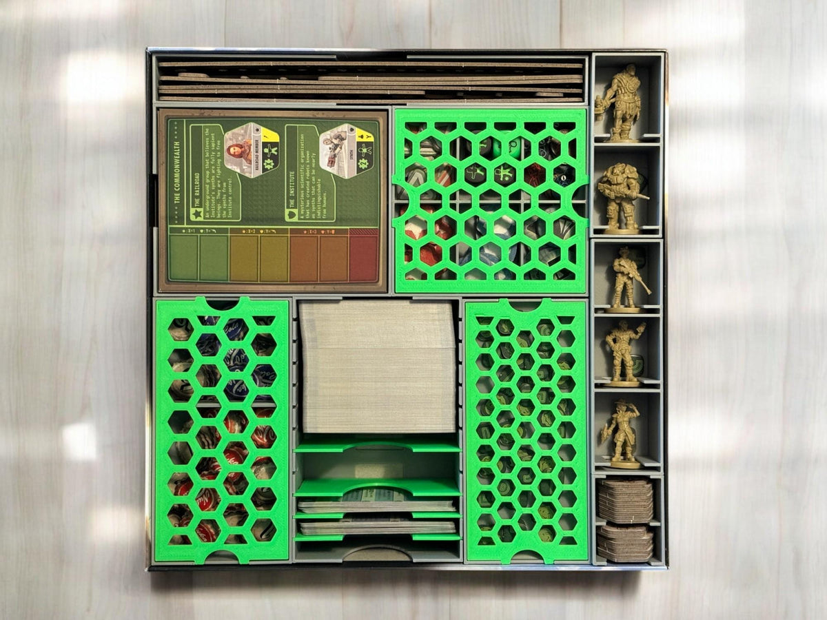 Fallout Board Game (FFG) + New California and Atomic Bonds expansions Insert Organizer