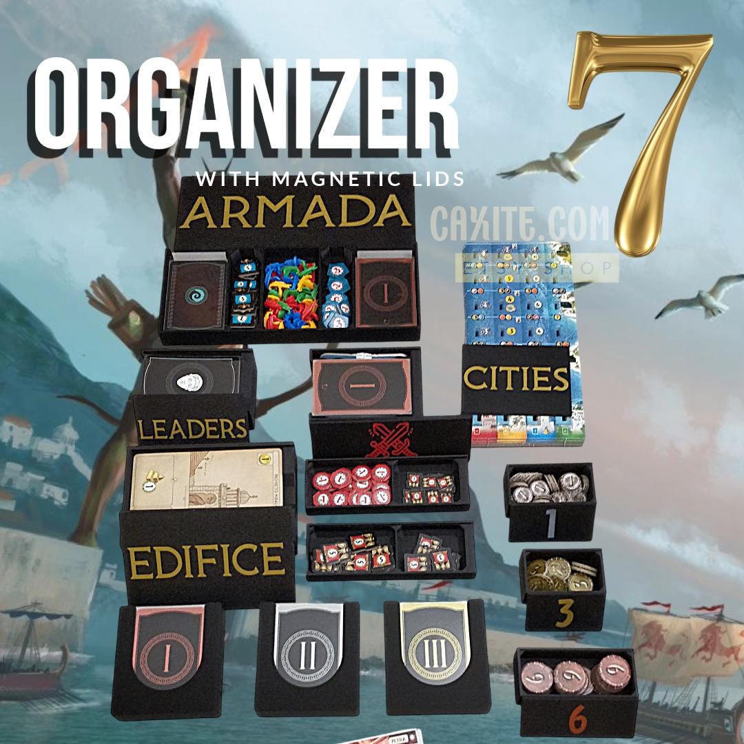 7 Wonders + Expansions Armada, Cities, Edifice & Leaders Insert Organizer