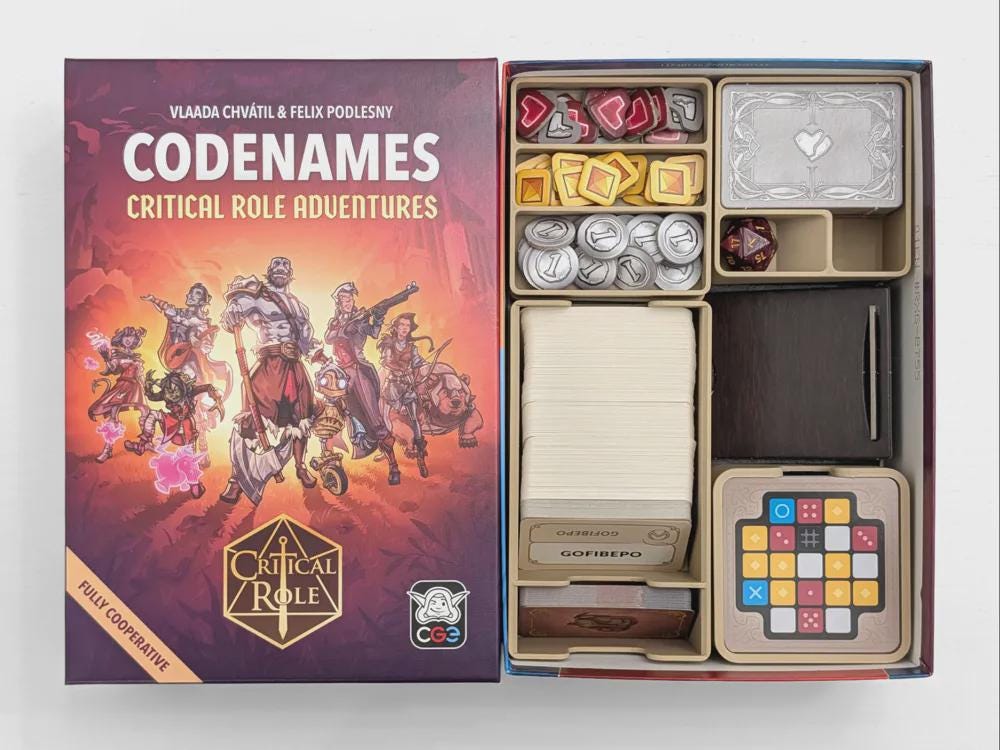 Codenames: Critical Role Adventures insert organizer